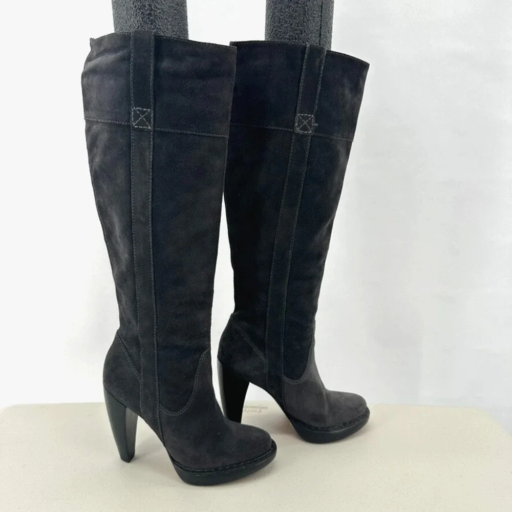 Michael Kors Knee High Boots Womens 5.5‎ Gray Suede Leather Old Money Luxury - Picture 4 of 7